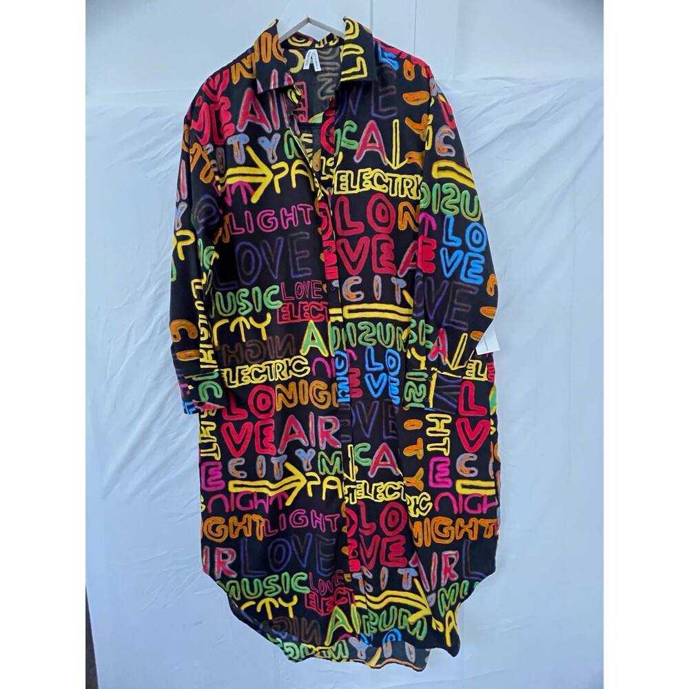 Live 4 Truth Women’s Collared Button-Front Shirt Dress Long Sleeve L, Multi